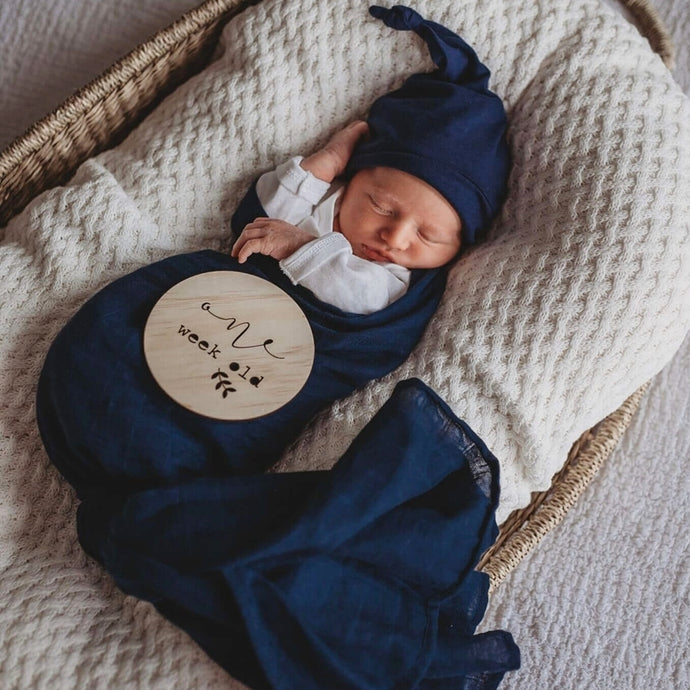 Navy | Organic Muslin Wrap